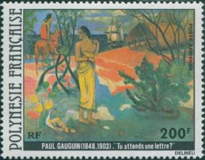 French Polynesia 1979 Sc#C169,SG301 200f Waiting For A Letter painting MLH