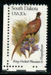 1993 US 20c State Birds & Flowers - South Dakota, MNH