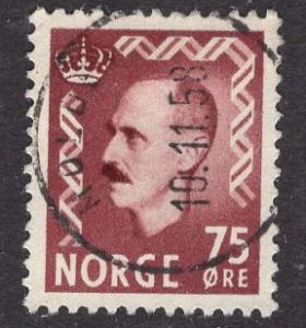 Norway   #351  1955 used King Haakon VII  75ore