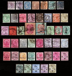 India #19/#O30 1860-1900 Queen Victoria Issues w/Surch, Officials MH&U 44 items