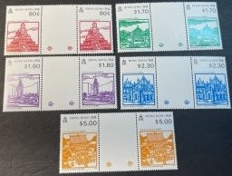 HONG KONG # 606-610--MINT/NEVER HINGED---COMPLETE SET OF GUTTER PAIRS---1991