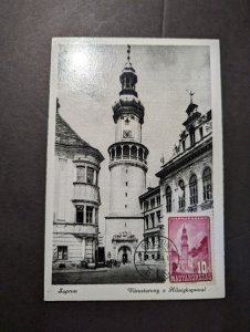 1939 Hungary RPPC Maxi Postcard Cover Sopron Tower