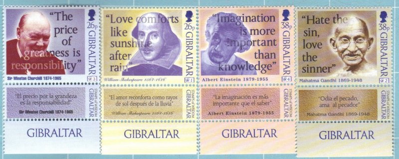 GIBRALTAR, SCOTT #770-73,  MNH 1998 FAMOUS  PEOPLE