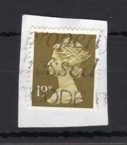 19p MACHIN USED ON PIECE WITH LEFT BAND (PHOSPHOR SHIFT) - UNLISTED