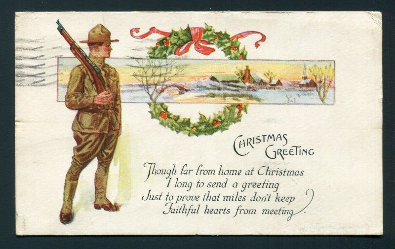 WW1 USA soldier Christmas post card WW1 USA soldier Christmas post card