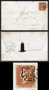 1841 Penny Red (SB) Plate 21 on Cover