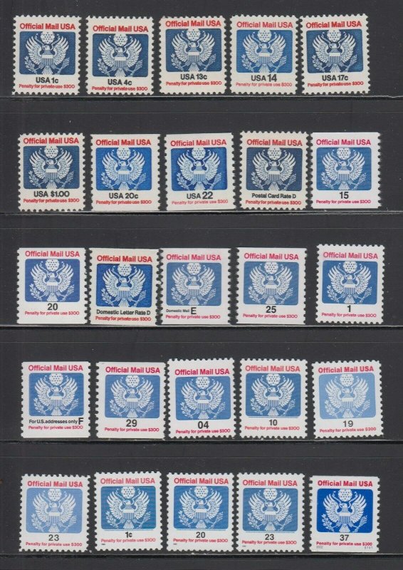 US,O127 // O159,OFFICIAL MAIL,MNH,VF, COLLECTION,MINT,NH