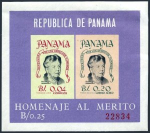 Panama C330a sheet, MNH. Michel Bl.25. Eleanor Roosevelt, 1964.