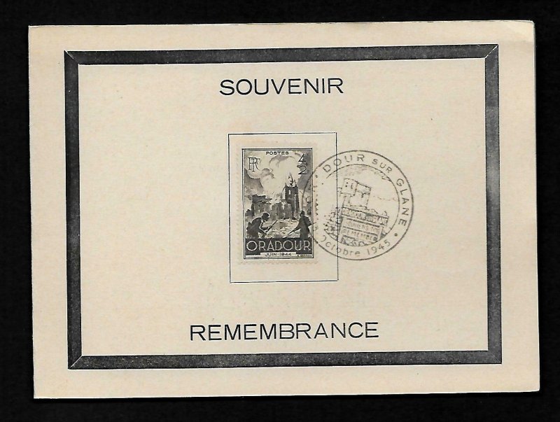 AZ7Q  France S.C. # B-195 Folder Remembrance 1945 Oradour Sur-Glane  