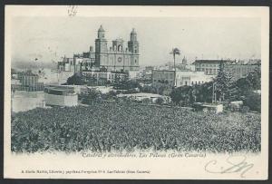 SIERRA LEONE 1905 EVII 1d on Las Palmas postcard PAQUEBOT / PLYMOUTH cds...46147