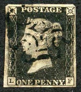 Penny Black (LF) Plate 8 (some discolouration on reverse) Four Margins