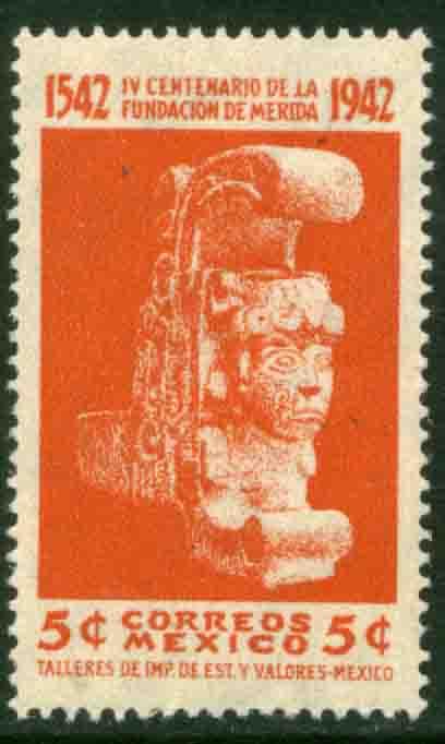 MEXICO 769, 5¢ 400th Anniv of Merida - Maya Ruins UNUSED, H OG. F-VF.