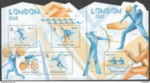 2012 Solomon Islands Olympic Games London 2012 #1556-1560 1Sh ** Ls007