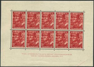 Netherlands B144a-B145a sheets,hinged/bent.Mi Bl.1-2. Netherlands Legion,1942.