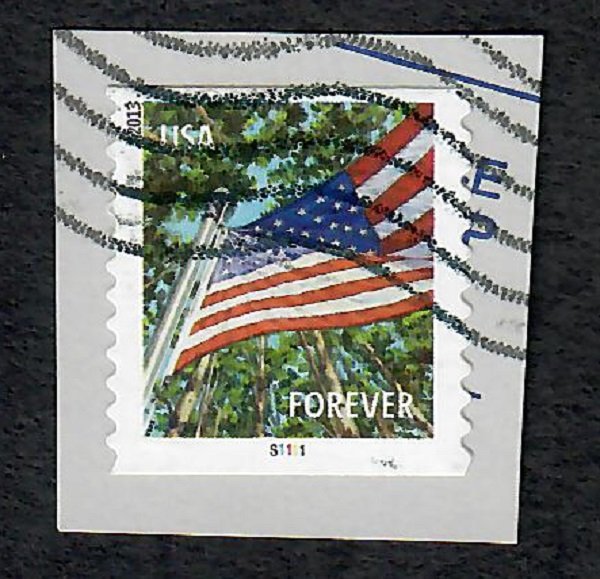 US #4776 Flag Used PNC Single plate #S1111 on paper