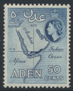 Aden  SG 59a  SC# 53a  MLH  Perf 12 x 13½  Deep  Blue   see scans & details 