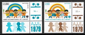 UNITED NATIONS GENEVA 1979 IYC Year of the Child Set Sc 84-85 MNH