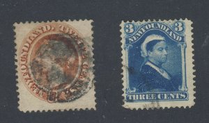 2x Newfoundland Used Stamps #29-12c F/VF & #49-3c Fine Guide Value = $55.00