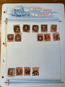 *Collection of 14 US Stamps with fancy cancels mostly depicting negative letters