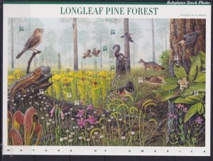 BOBPLATES #3611 Longleaf Pine Forest Mini Sheet VF NH SCV=$19