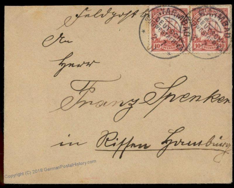 Germany SW Africa 1907 WARMBAD DSWA Feldpost Rissen Expertized Cover 77839