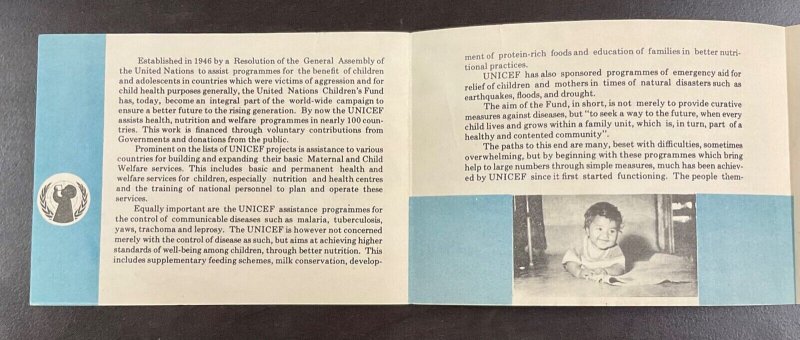 INDIA 1960 UNICEF DAY FOLDER  fdc stamps