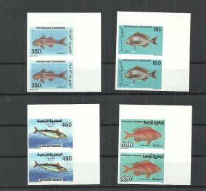 1992- Tunisia- Imperforated pair-Marine Fauna: Fish, Pagre, Fish, Redfish, Fish, 