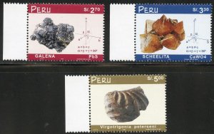 Peru Scott 1230-32 MVFNHOG - 1999 Minerals Complete Set - SCV $11.00