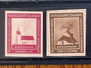 1948 Germany Private Post Oldenburg Red Cross Imperforate Singles MH