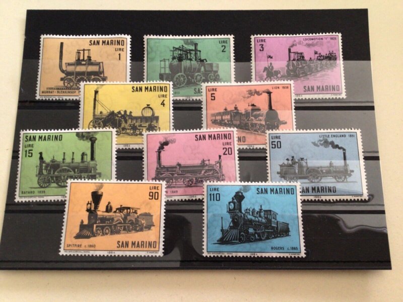 San Marino Locomotives mint never hinged stamps  A11133