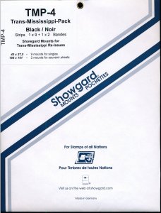 Showgard Stamp Mount Trans-Mississippi Pack - BLACK - Pack of 11  TMP-4  PRECUT