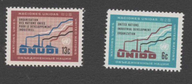 SCOTT  185-186   singles  MNH  UN NEW YORK  1968