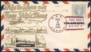 Hawaii USA USS Honolulu Catapult Trans-Pacific Airmail Territorial Cover  108993