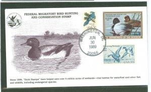 US RW56 1989 $12.50 Federal Duck stamp (single) on an unaddressed FDC with a Washington, DC cancel and a KMC cachet