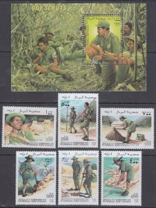 SOMALI REP # 023 CPL MNH SET of 6 + S/S - BOY SCOUTS