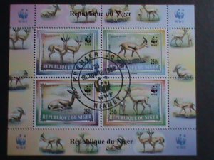 NIGER 1994-PROMOTION-WWF LOVELY DEERS-CTO FANCY CANCEL S/S VF SCV.$40  RARE