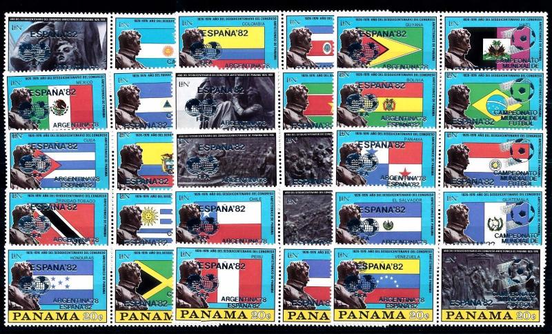 [59541] Panama 1980 World Cup Soccer Football Overprint silver 15 pairs MNH