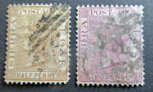 Sierra Leone Victoria  Stamps # 11 & 14 Used CV $16