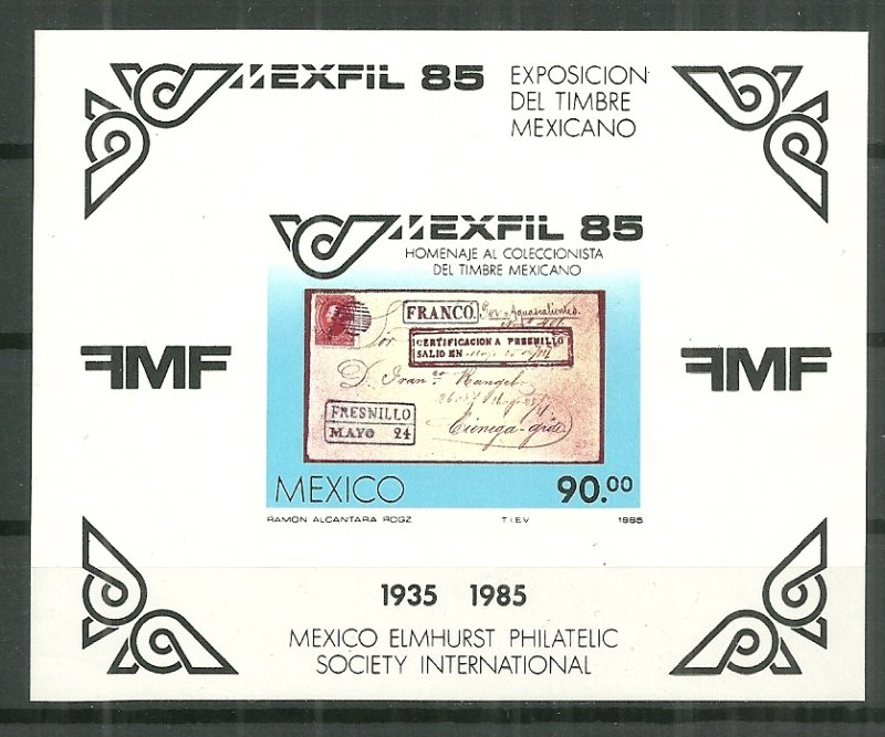 1985 Mexico 1385 Mexifil Stamp Expo souvenir sheet MNH SCV$3.50