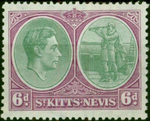 St Kitts Nevis 1938 6d Green & Bright Purple SG74 Fine LMM