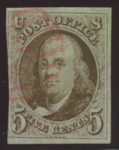 U.S. #1 Used with Red Cancel 
