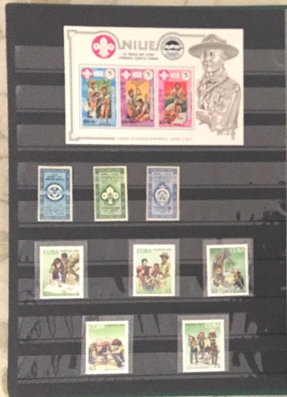 COLLECTION OF BOY & GIRL SCOUTS MNH STAMPS FROM DIFFERENT COUNTRIES IN AN ALBUM