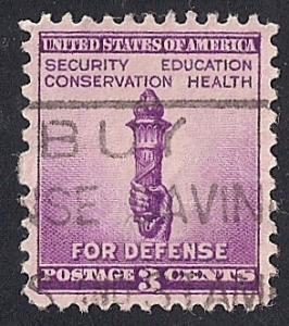 901 3 cent Defense Torch Stamp used EGRADED XF 88