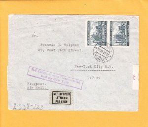 Germany Bohemia Moravia Joined 4k Pair Prag Air Mail Censored US Scarce Z30