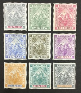 MOMEN: BARBADOS SG #116-124 1897 MINT OG H £300 LOT #62051