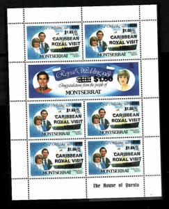 Montserrat-Sc#578-9-Unused NH sheet-Caribbean Royal Visit-Ships-Princess Diana-1