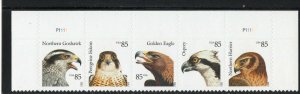 4608 - 4612 * BIRDS OF PREY  * STRIP OF 5 W/ 2 PL #' * U.S. Postage Stps MNH (T) 