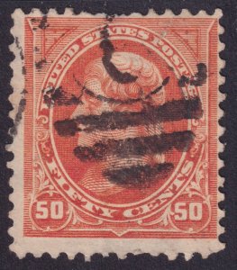 US 260 50c orange JEFFERSON USC THIN BY HINGE ON BACK MISSING PERFS TORN AT TOP