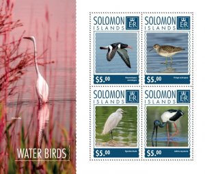 SOLOMON IS. - 2014 - Water Birds - Perf 4v Sheet - Mint Never Hinged