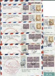 Japan: 10 Different Clipper Round the World 1st Flt 1947 (hs721)